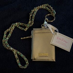 Lilly Pulitzer Gold and Green Key Card Holder